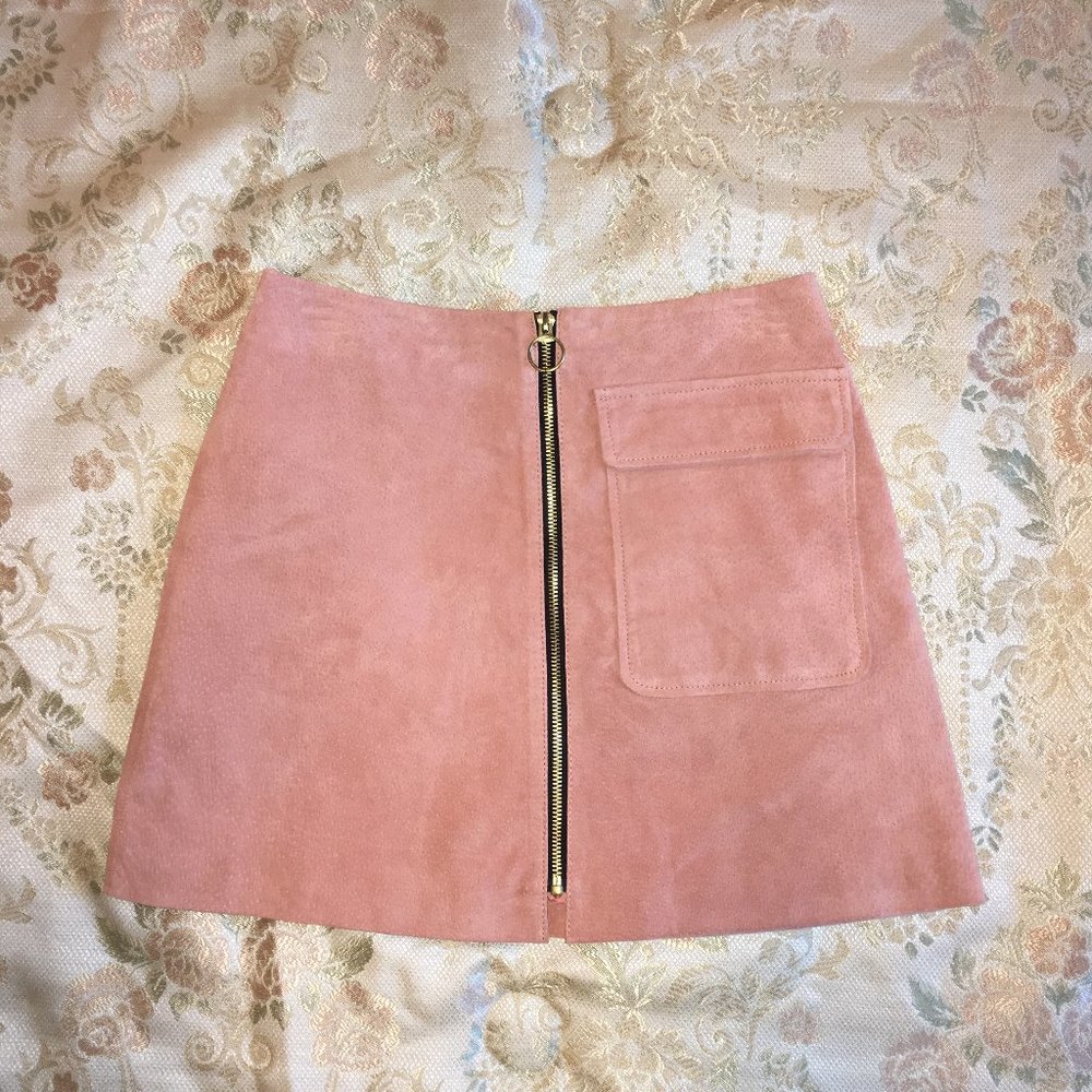 Blush leather/suede mini skirt